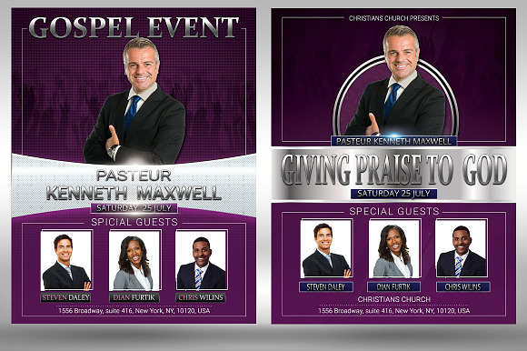 Gospel Concert Event Church Bundle in Flyer Templates - product preview 2