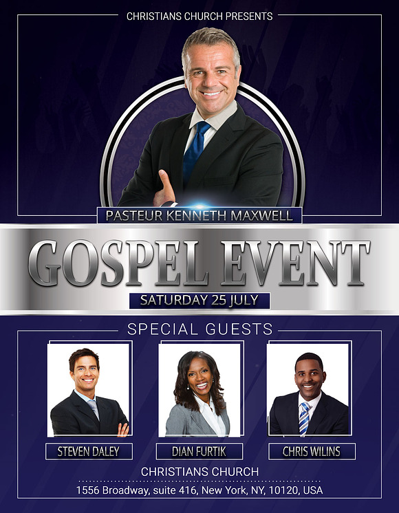 Gospel Concert Event Church Bundle in Flyer Templates - product preview 7