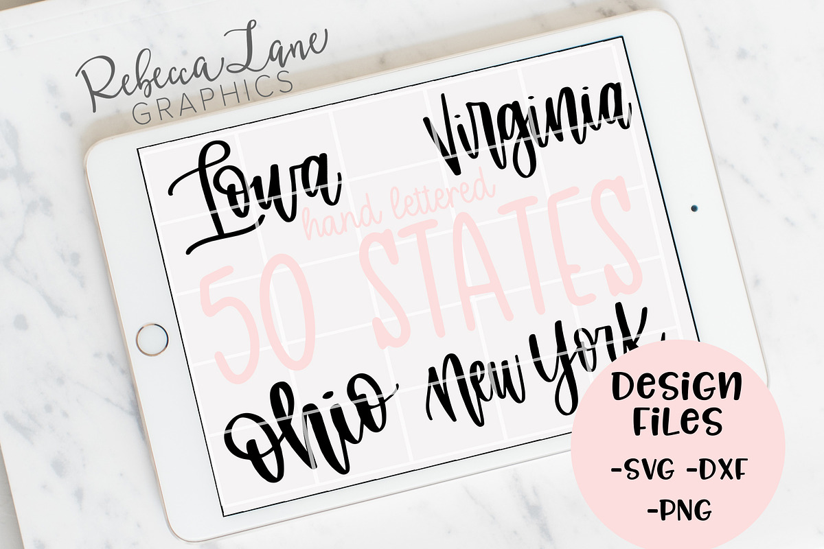 Hand Lettered 50 States SVG DXF PNG in Illustrations - product preview 8