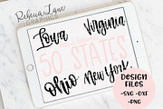 Hand Lettered 50 States SVG DXF PNG