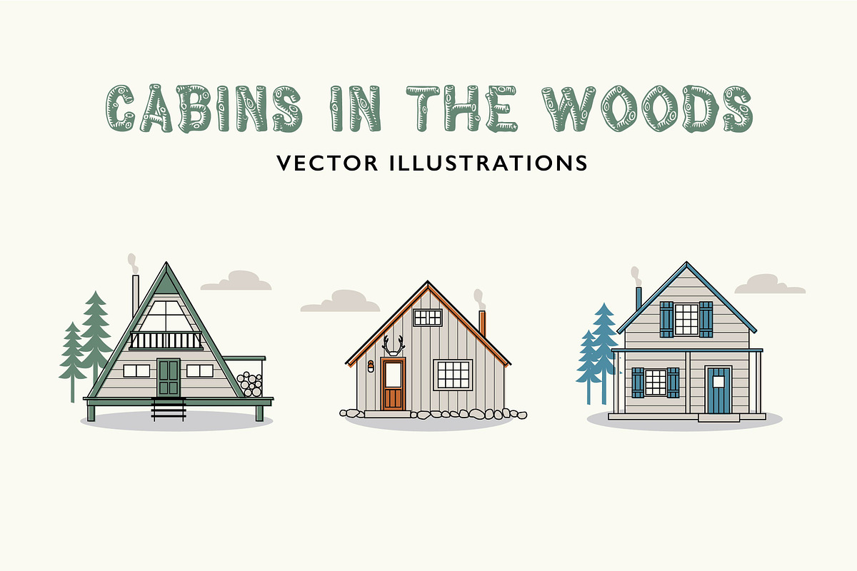 Cabin Vector Illustrations in Illustrations - product preview 8