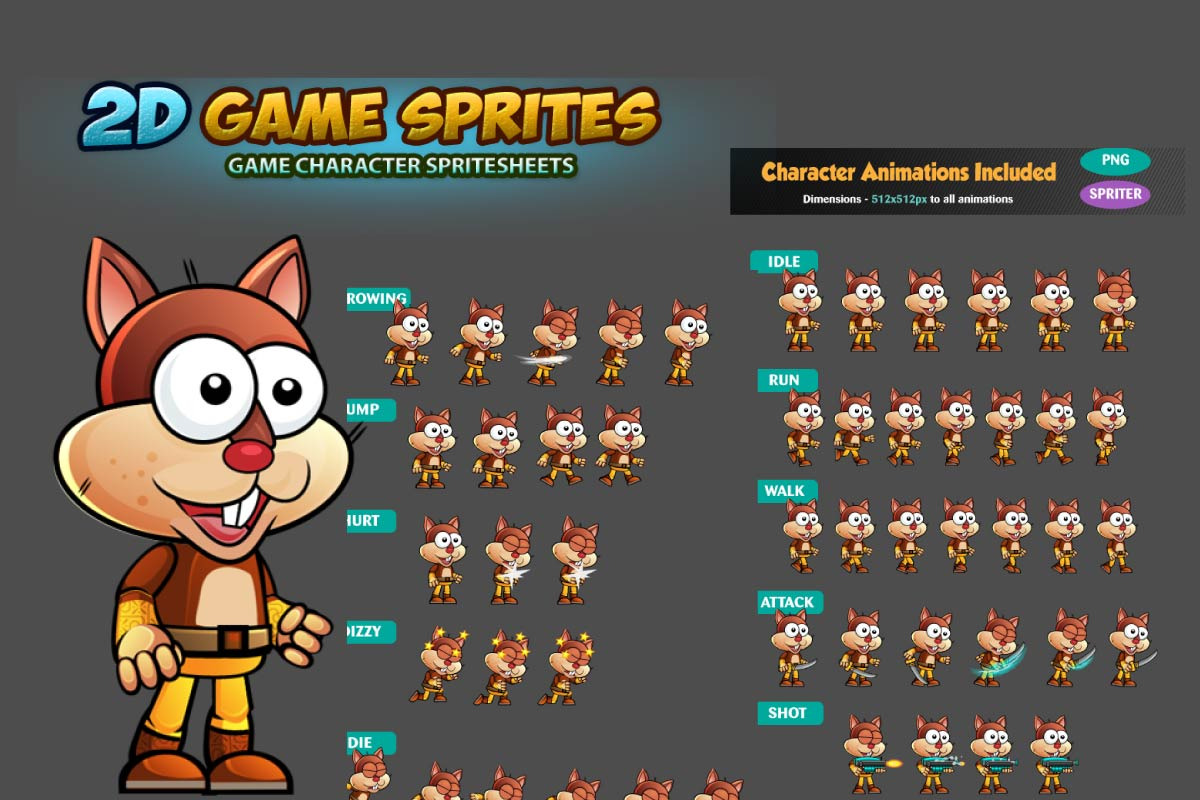 Squirrel 2D Game Character Sprites in Illustrations - product preview 8