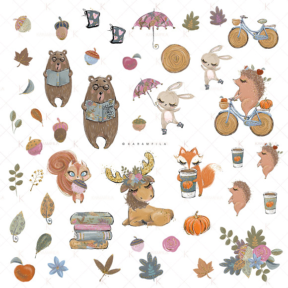 Fall Woodland Clipart in Illustrations - product preview 2