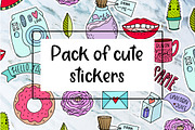 Pack of cute modern stickers.
