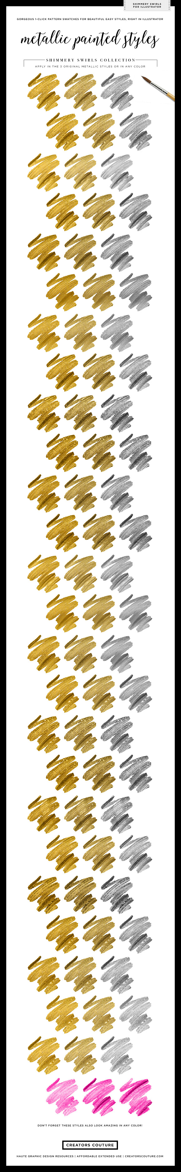 Shimmery Gold Styles for Illustrator in Photoshop Color Palettes - product preview 3