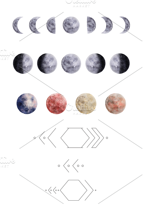 Watercolor Moon in Illustrations - product preview 1