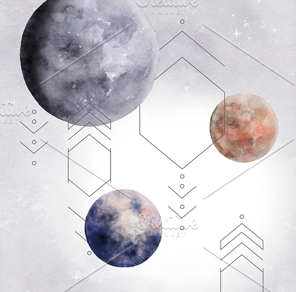 Watercolor Moon in Illustrations - product preview 2
