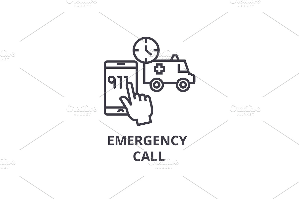 emergency call thin line icon, sign, symbol, illustation, linear concept, vector  in Objects - product preview 8