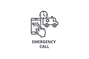 emergency call thin line icon, sign, symbol, illustation, linear concept, vector 