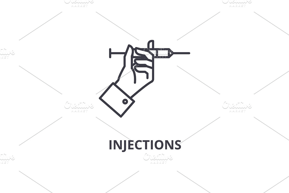 injections thin line icon, sign, symbol, illustation, linear concept, vector  in Objects - product preview 8
