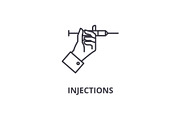 injections thin line icon, sign, symbol, illustation, linear concept, vector 
