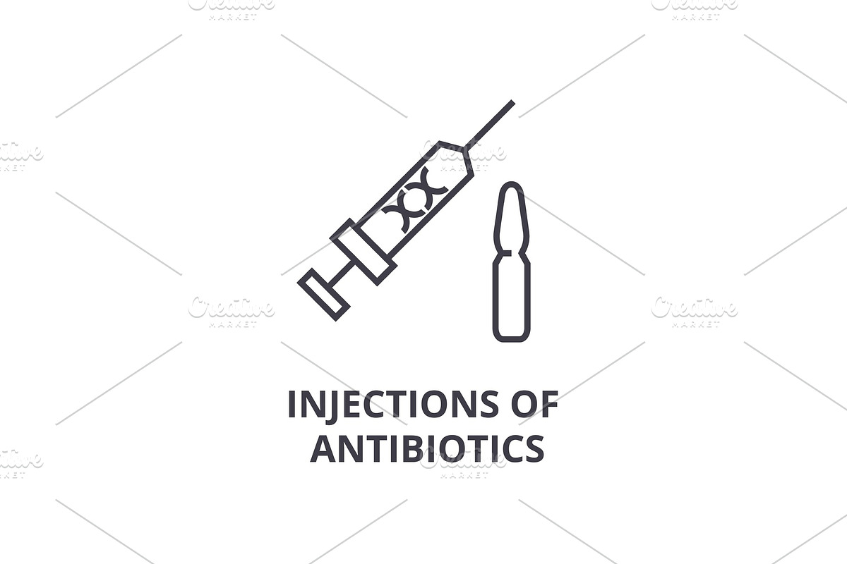 injections of antibiotics thin line icon, sign, symbol, illustation, linear concept, vector  in Objects - product preview 8