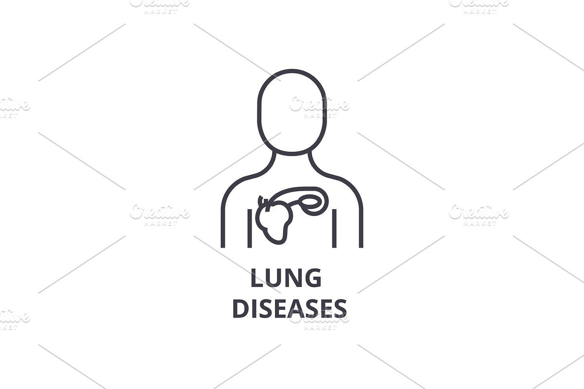 lung diseases thin line icon, sign, symbol, illustation, linear concept, vector  in Objects - product preview 8