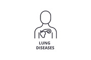 lung diseases thin line icon, sign, symbol, illustation, linear concept, vector 