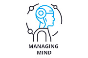 managing mind thin line icon, sign, symbol, illustation, linear concept, vector 