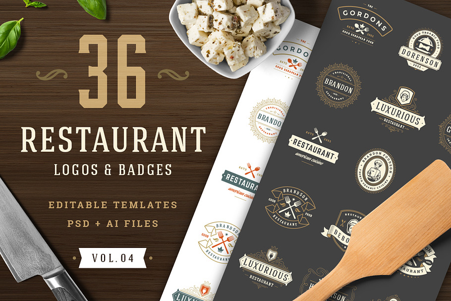 36 Restaurant Logos and Badges in Logo Templates - product preview 8