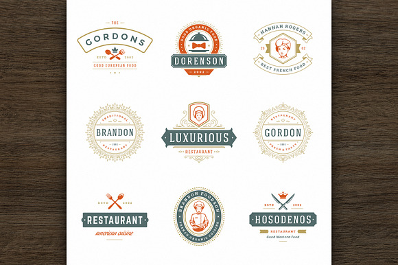 36 Restaurant Logos and Badges in Logo Templates - product preview 1