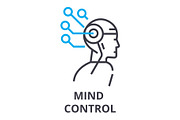 mind control thin line icon, sign, symbol, illustation, linear concept, vector 