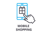mobile shopping thin line icon, sign, symbol, illustation, linear concept, vector 