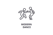 modern dance thin line icon, sign, symbol, illustation, linear concept, vector 