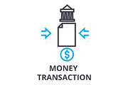 money transaction thin line icon, sign, symbol, illustation, linear concept, vector 