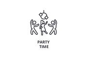 party time thin line icon, sign, symbol, illustation, linear concept, vector 