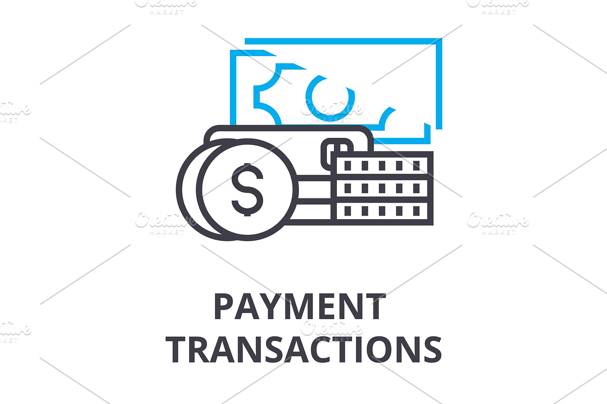 payment transactions thin line icon, sign, symbol, illustation, linear concept, vector  in Illustrations - product preview 8