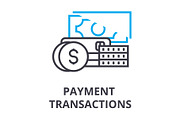 payment transactions thin line icon, sign, symbol, illustation, linear concept, vector 