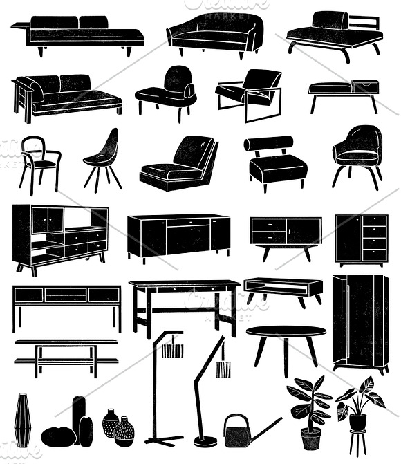 In a living room - Linocut furniture in Objects - product preview 6