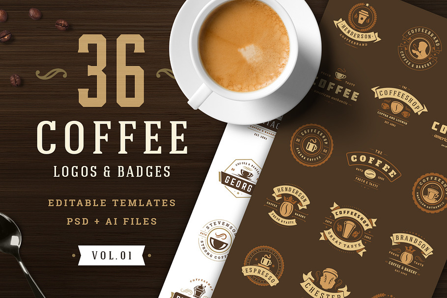 36 Coffee Logos and Badges in Logo Templates - product preview 8