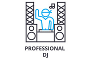 professional dj thin line icon, sign, symbol, illustation, linear concept, vector 