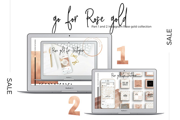 Sale! Instagram Rose gold 1 + 2 in Instagram Templates - product preview 6