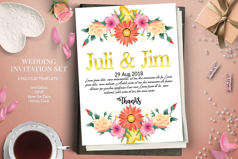 Floral Save The Date Invitation Card in Wedding Templates - product preview 8