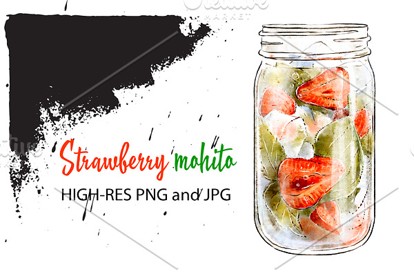Strawberry & mint mohito
