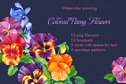 Colored pansies flowers