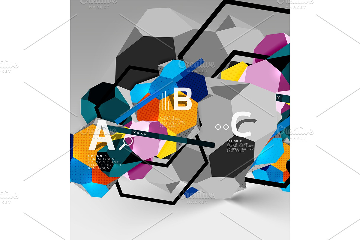 3d hexagon geometric composition, geometric digital abstract background in Textures - product preview 8