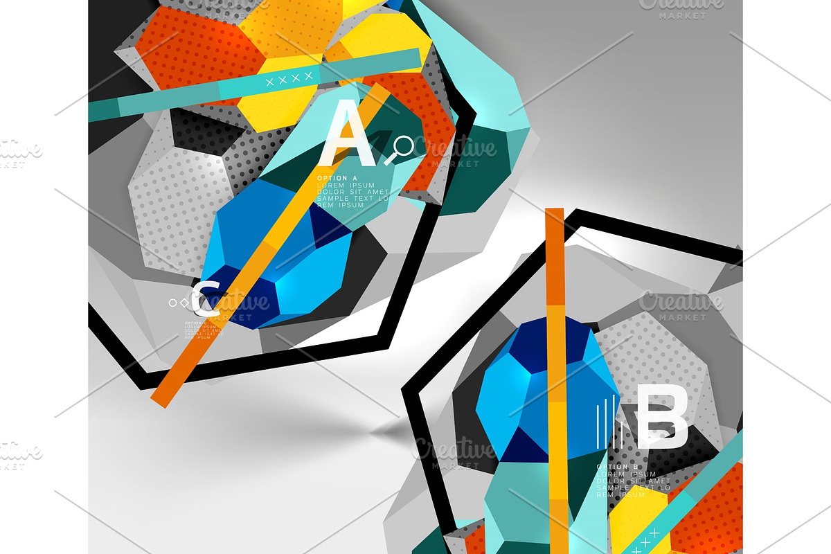 3d hexagon geometric composition, geometric digital abstract background in Textures - product preview 8