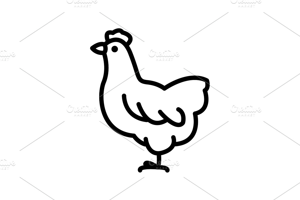 Web line icon. Hen black on white  in Graphics - product preview 8