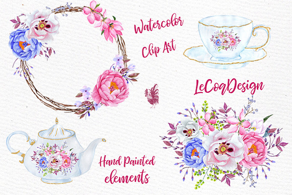 Watercolor Floral Wreath clipart in Illustrations - product preview 1
