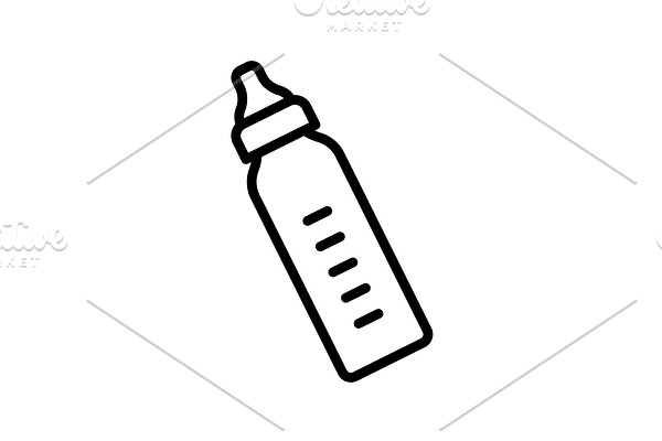 Web line icon. Baby bottle black 