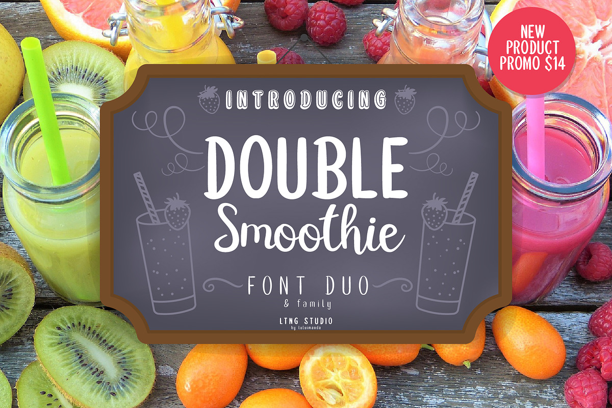 Double smoothie font duo & family in Script Fonts - product preview 8