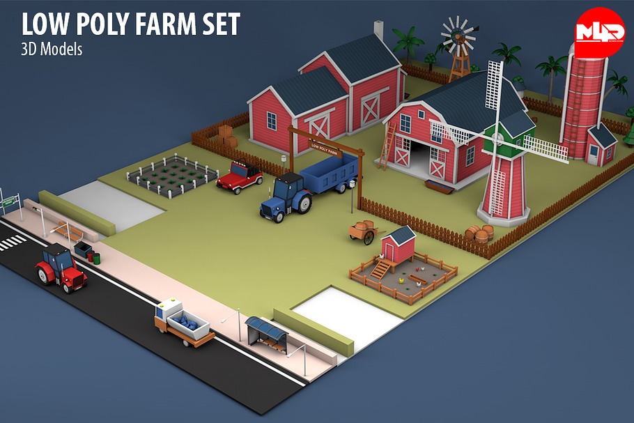 Low Poly Farm Set in Architecture - product preview 8