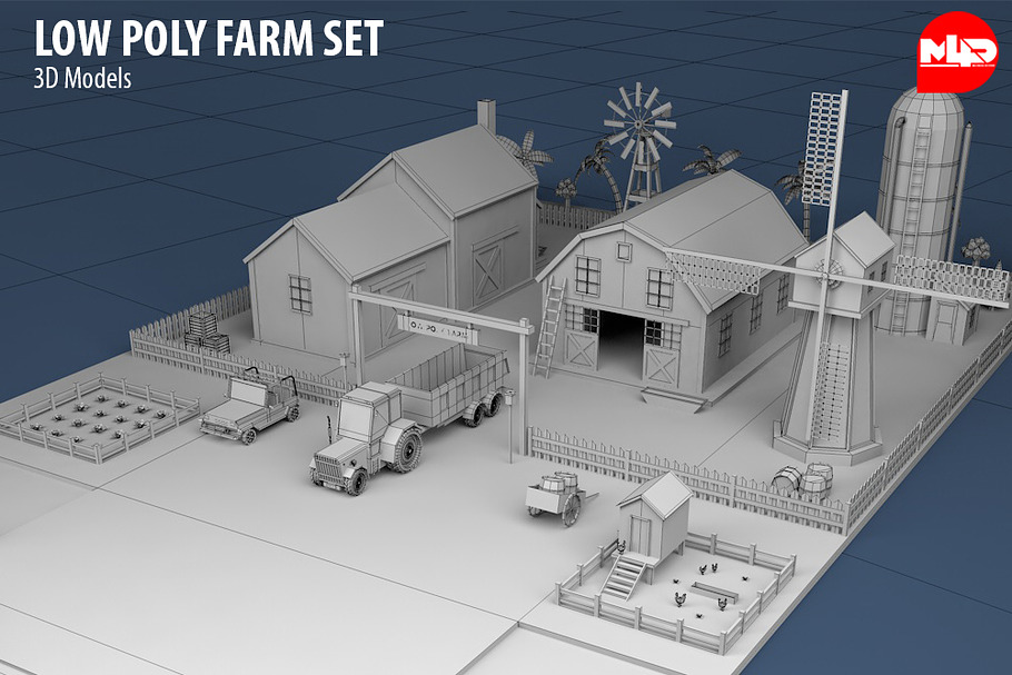 Low Poly Farm Set in Architecture - product preview 1