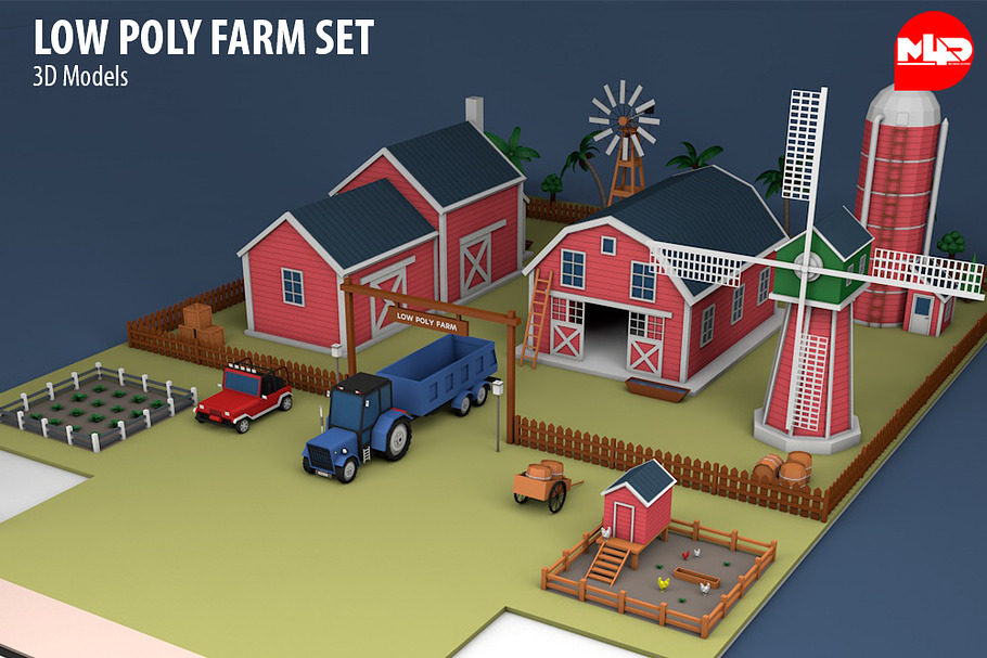 Low Poly Farm Set in Architecture - product preview 2
