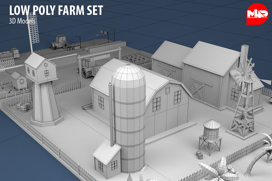 Low Poly Farm Set in Architecture - product preview 3