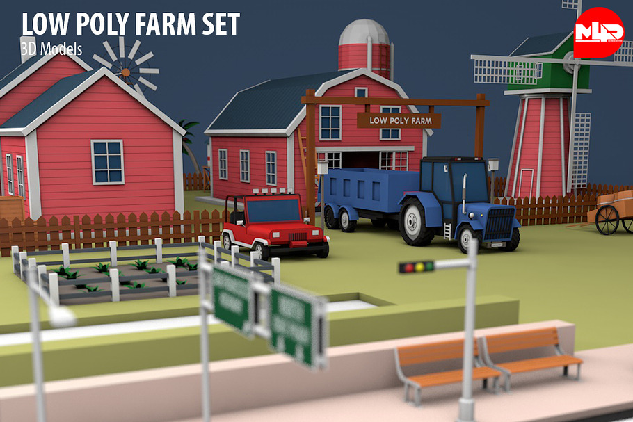 Low Poly Farm Set in Architecture - product preview 5