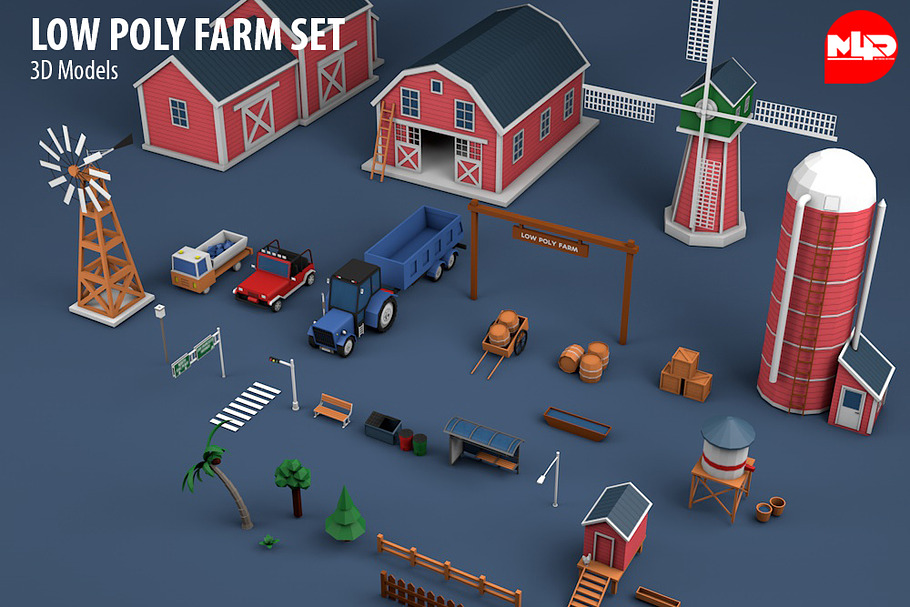 Low Poly Farm Set in Architecture - product preview 6
