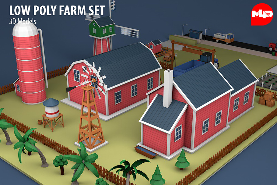 Low Poly Farm Set in Architecture - product preview 7