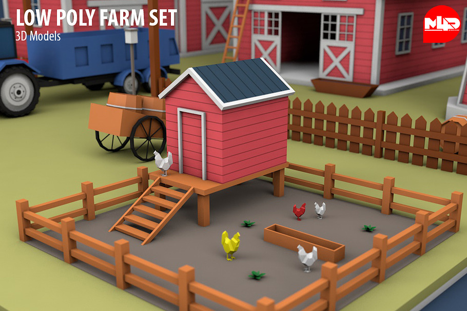 Low Poly Farm Set in Architecture - product preview 8