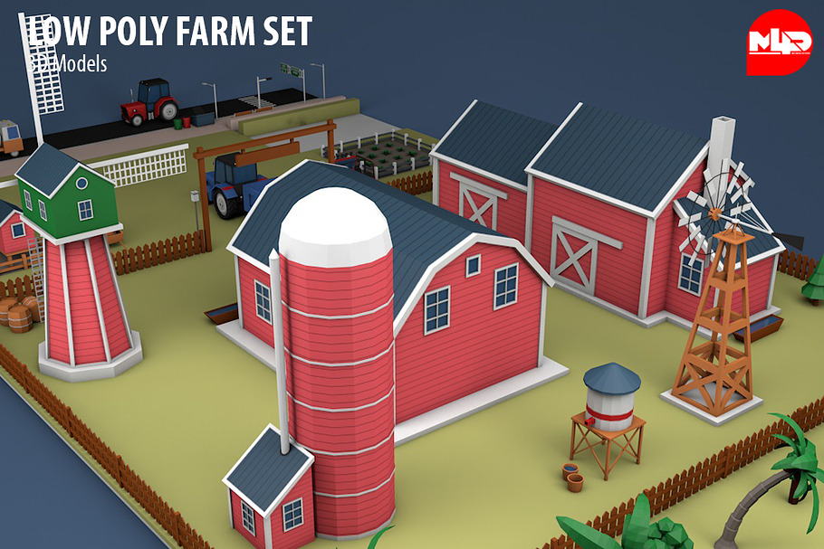 Low Poly Farm Set in Architecture - product preview 9
